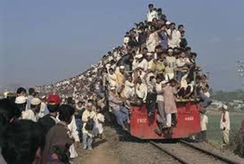 overcrowded train
